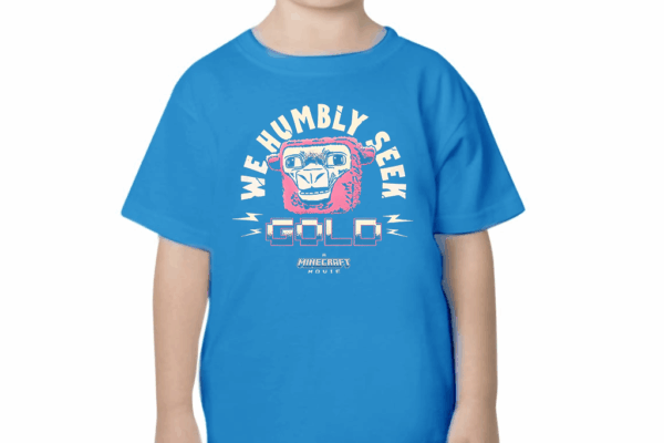 Camiseta Minecraft Azul “We Humbly Seek Gold”